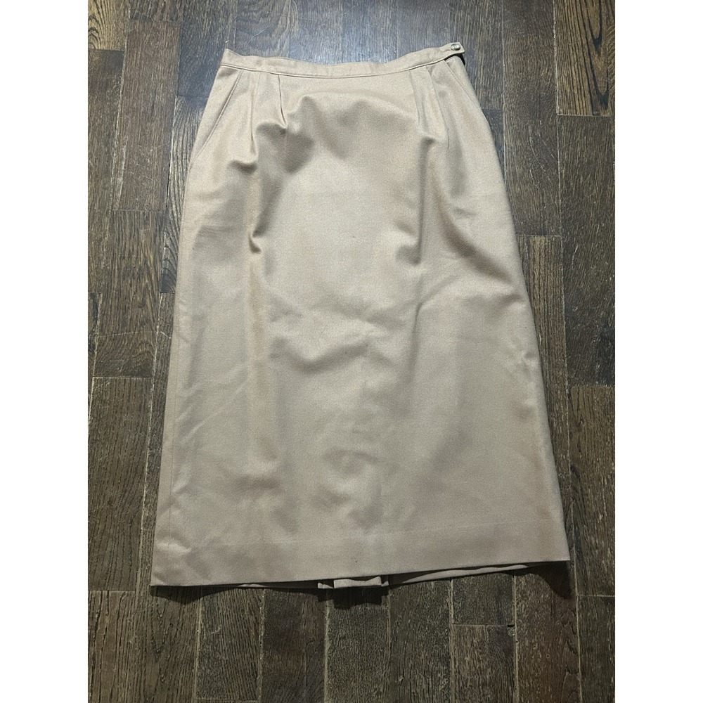Vintage Pendleton Skirt Beige‎ Wool A-line Midi Pockets Size 12